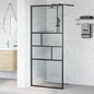 Walk-in Shower Screen Black 100 x 195 x 0.5 cm