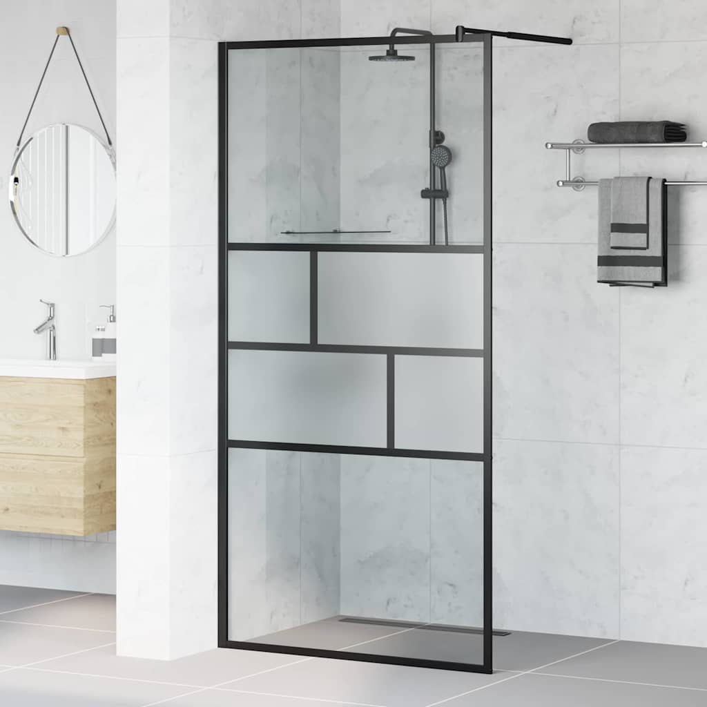 Pared de Ducha Walk-in Negro 100 x 195 x 0,5 cm