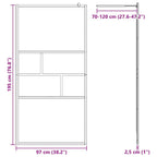 Pared de Ducha Walk-in Negro 100 x 195 x 0,5 cm