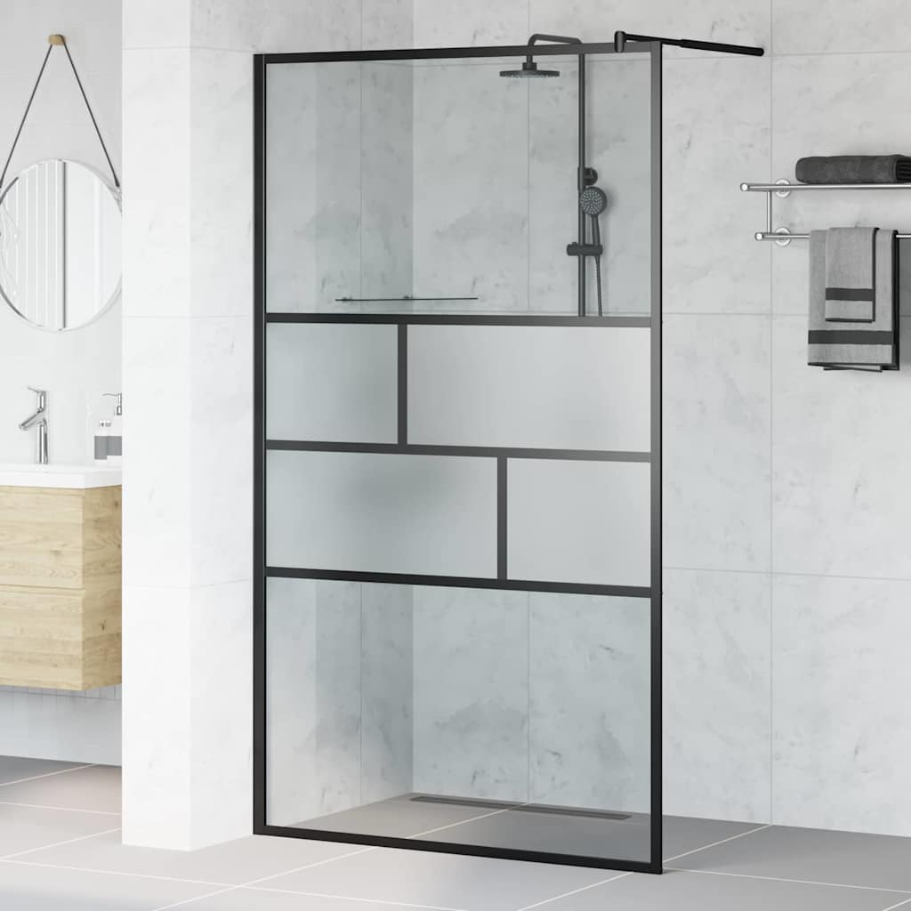 Pared de Ducha Walk-in Negro 100 x 195 x 0,5 cm