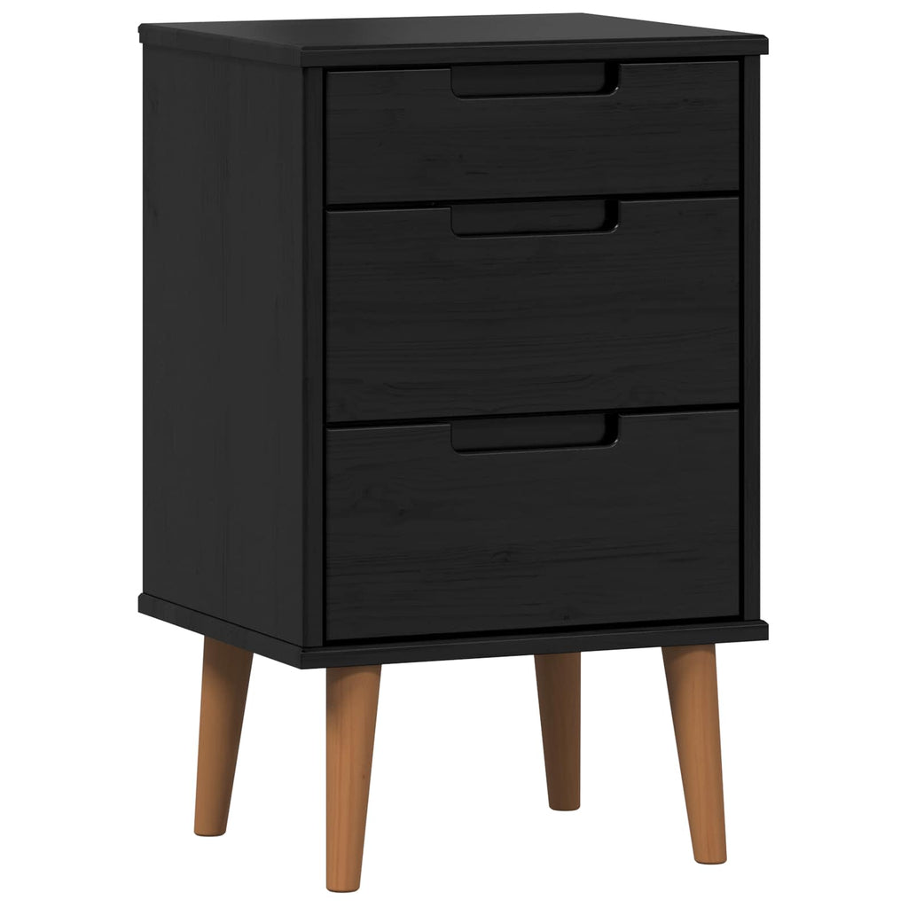 Armario de Noche con cajón Negro 40 x 35 x 65 cm Pino macizo