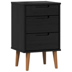 Armario de Noche con cajón Negro 40 x 35 x 65 cm Pino macizo