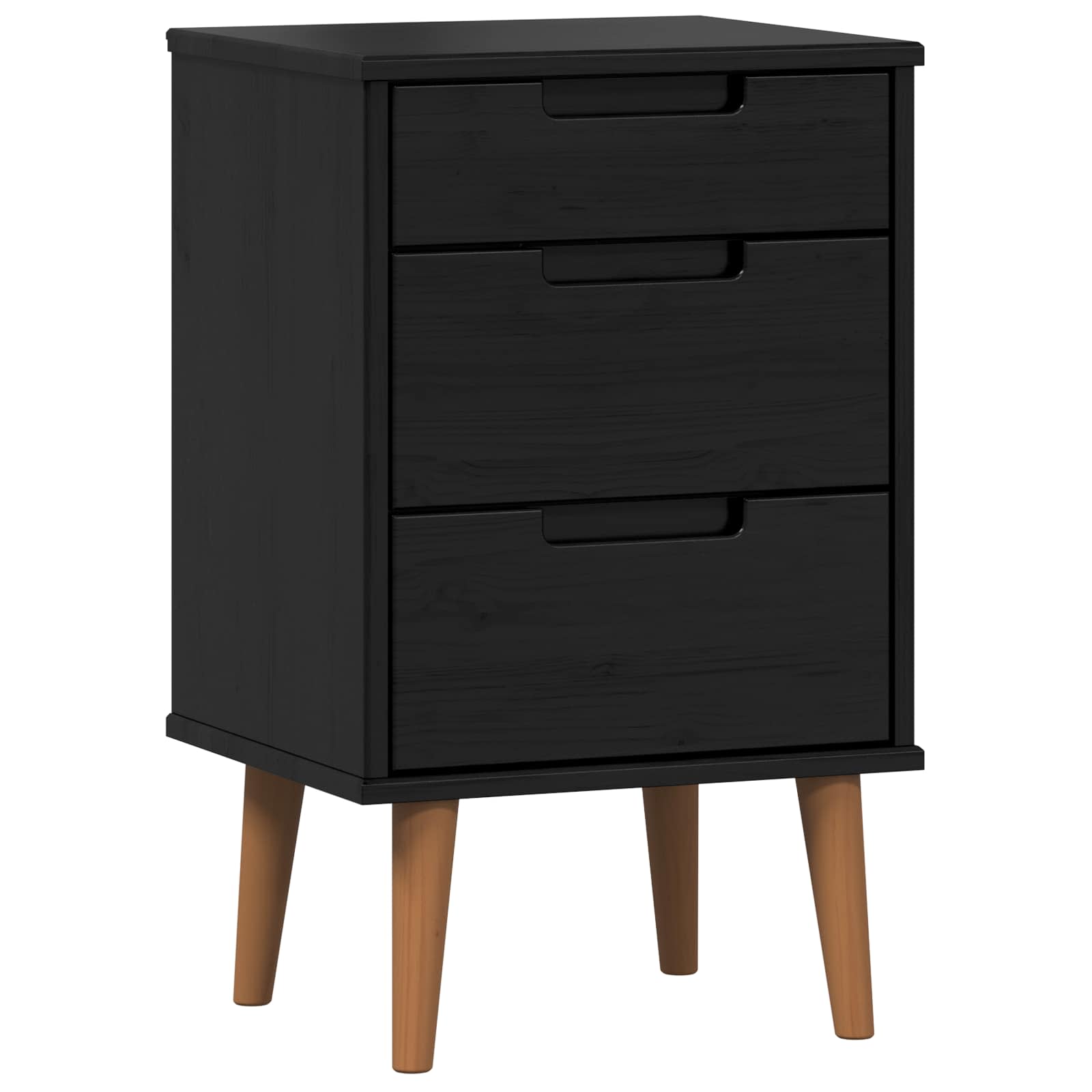 Armario de Noche con cajón Negro 40 x 35 x 65 cm Pino macizo