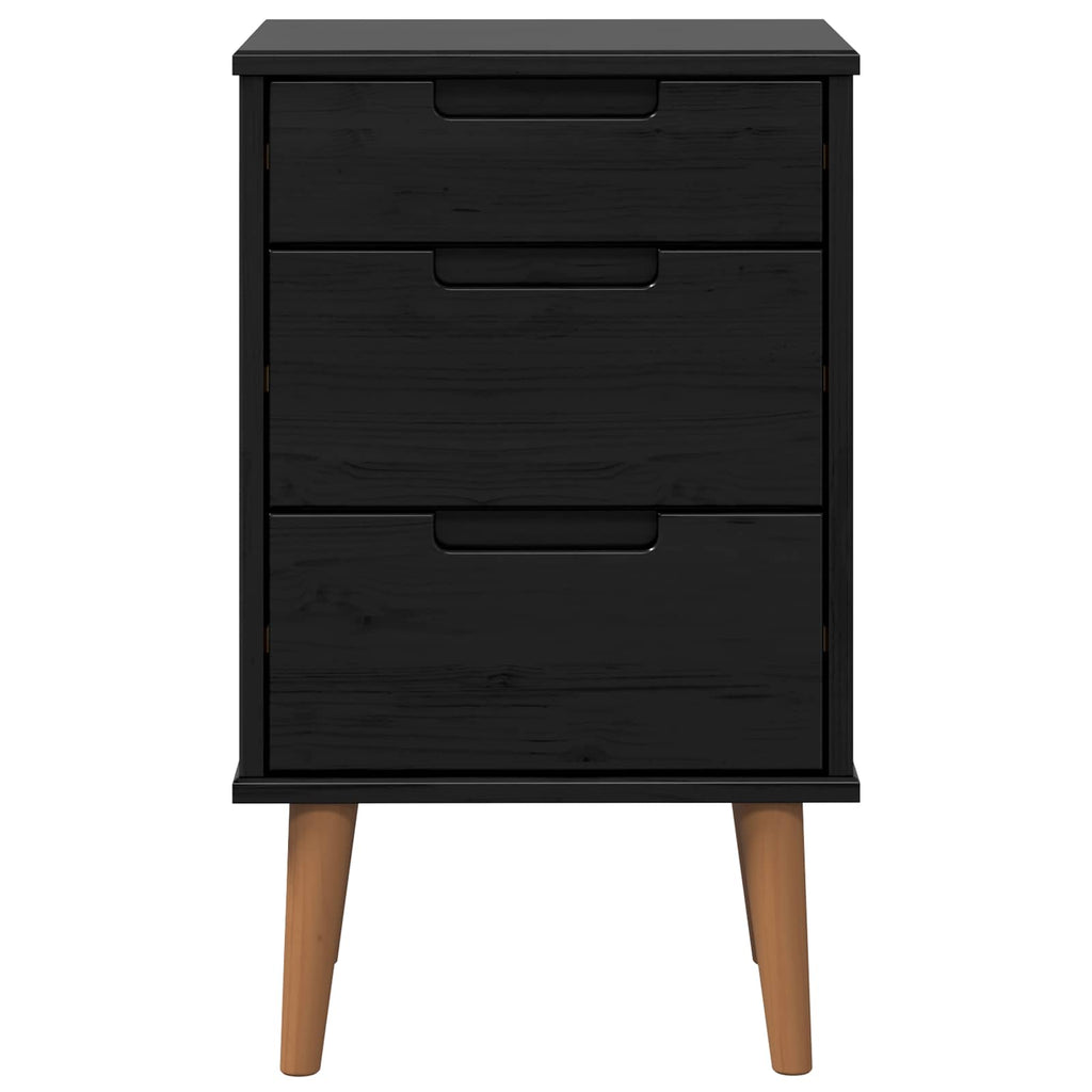 Armario de Noche con cajón Negro 40 x 35 x 65 cm Pino macizo