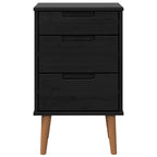 Armario de Noche con cajón Negro 40 x 35 x 65 cm Pino macizo