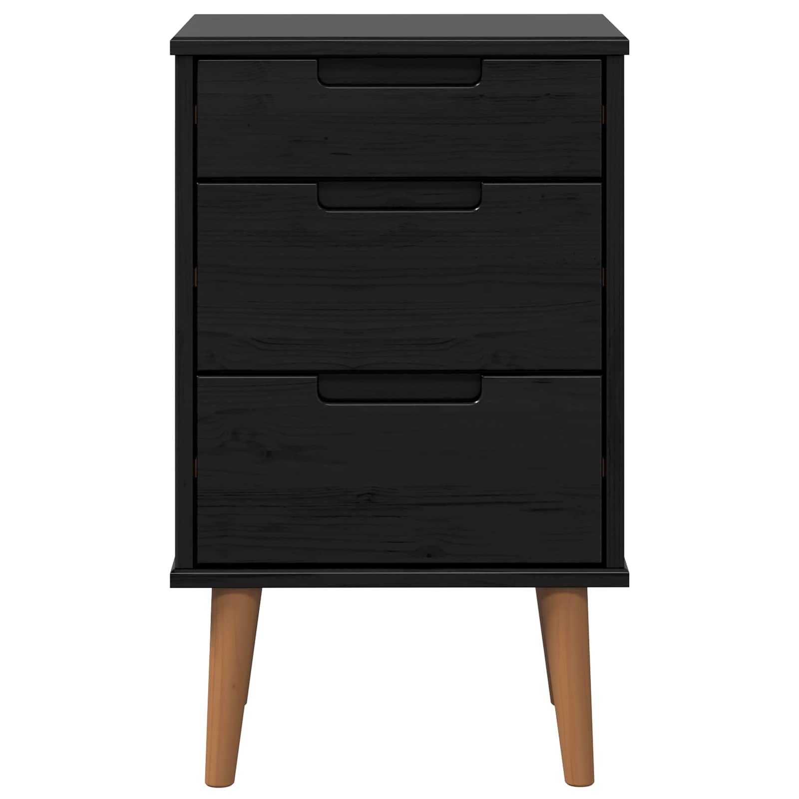 Armario de Noche con cajón Negro 40 x 35 x 65 cm Pino macizo