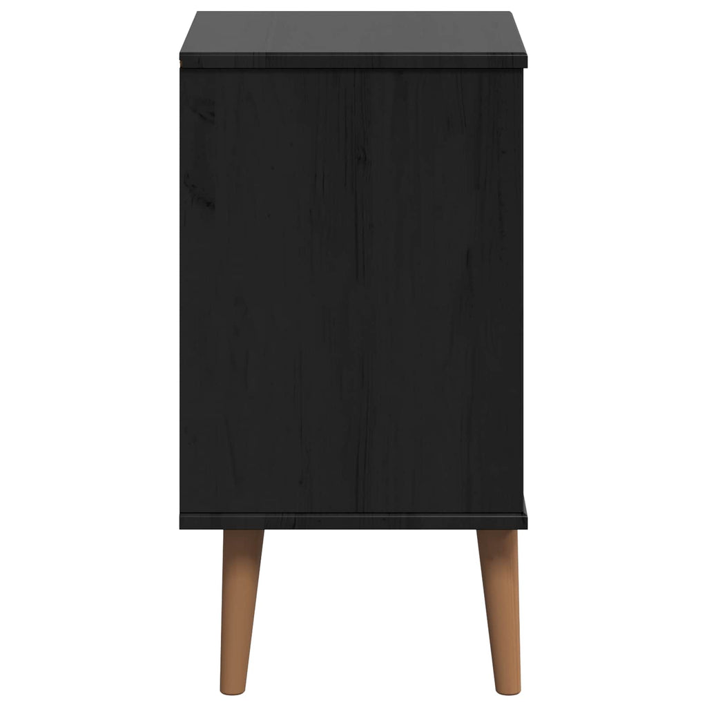 Armario de Noche con cajón Negro 40 x 35 x 65 cm Pino macizo