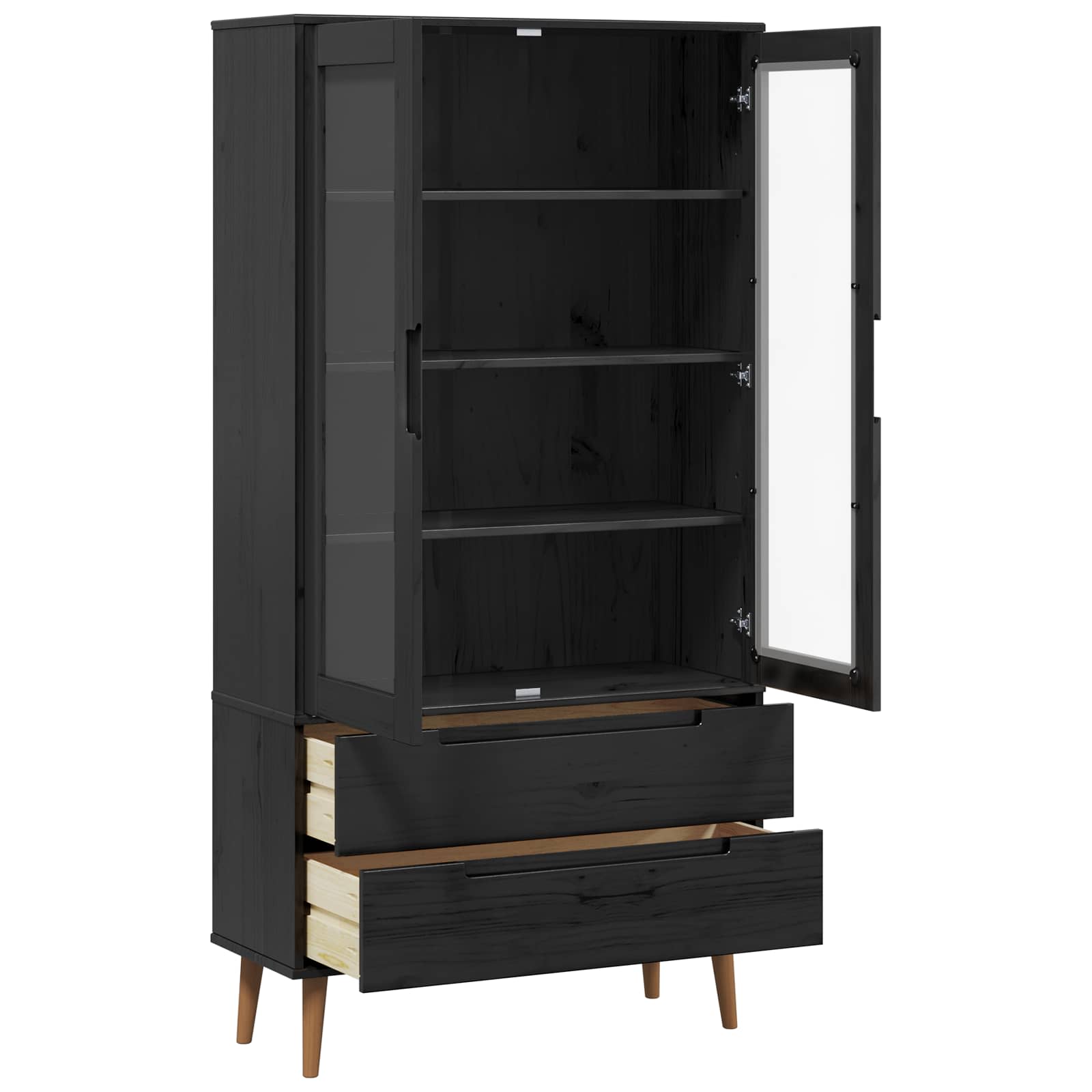 Gabinete de Exhibición de Vidrio Negro 90 x 35 x 175 cm