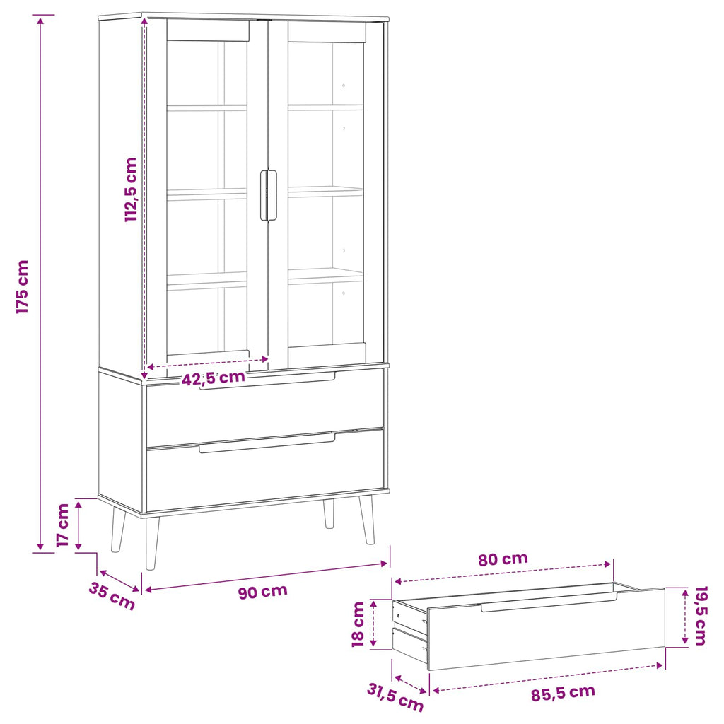 Gabinete de Exhibición de Vidrio Negro 90 x 35 x 175 cm