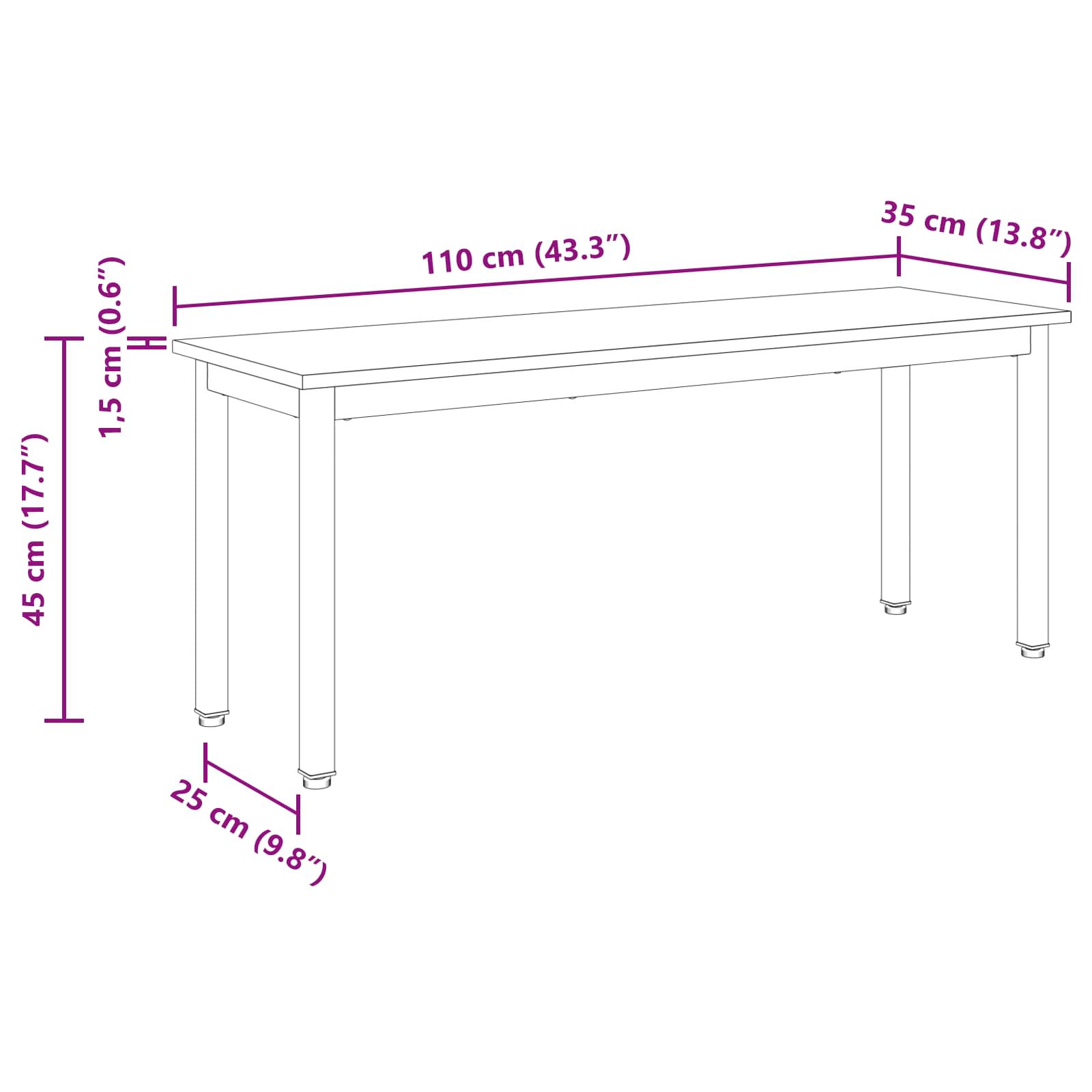Banco Gris Sonoma 110 x 35 x 45 cm Madera de ingeniería