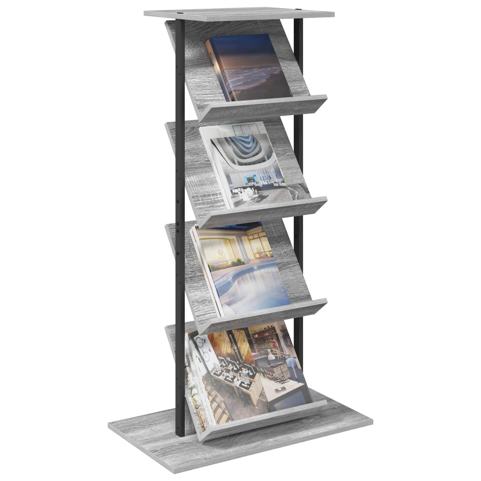 Estante de revistas con estante Gris Sonoma 68 x 40 x 123.5 cm