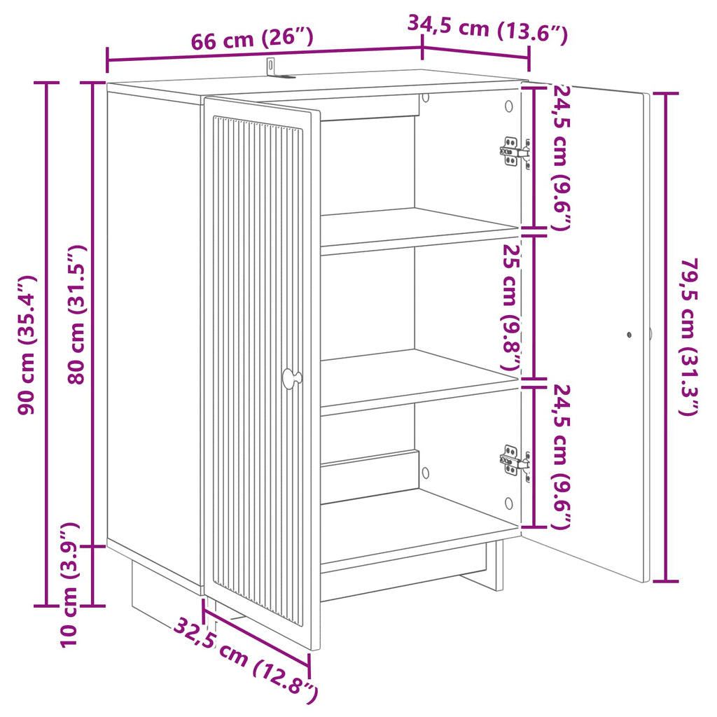 Aparador Brillante 66 x 34,5 x 90 cm Madera de Ingeniería
