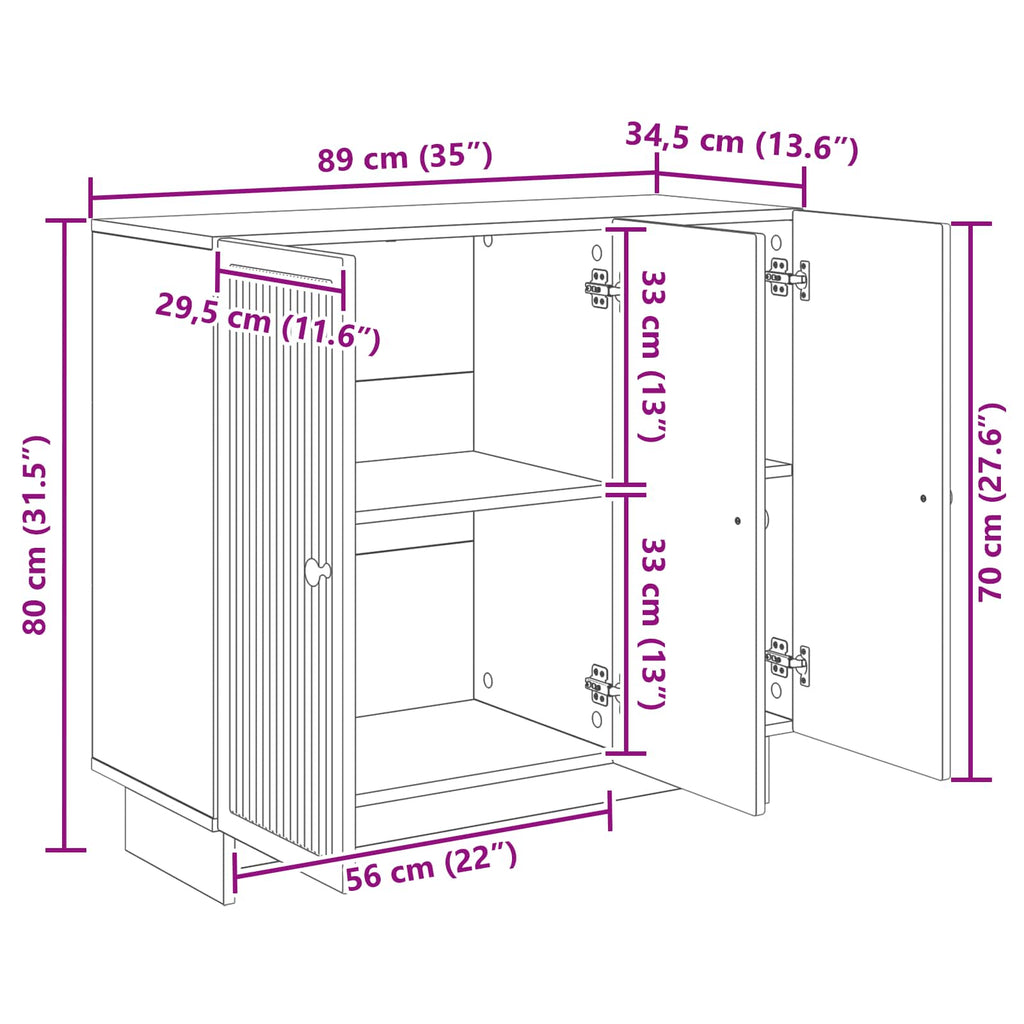 Aparador Brillante 89 x 34,5 x 80 cm Madera de Ingeniería