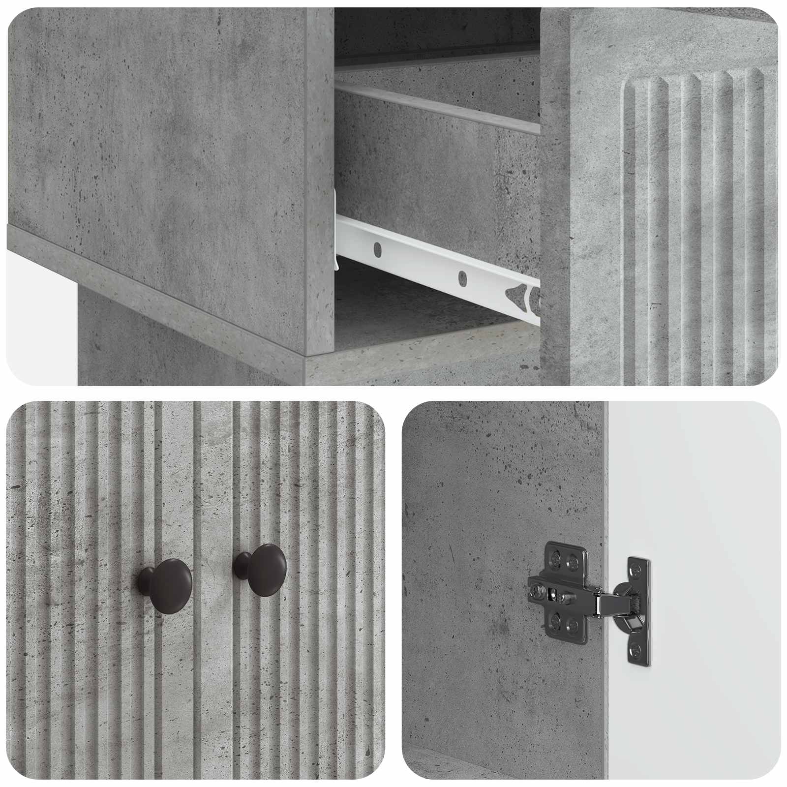 Aparador Gris Concreto 66 x 34,5 x 95 cm Madera de ingeniería