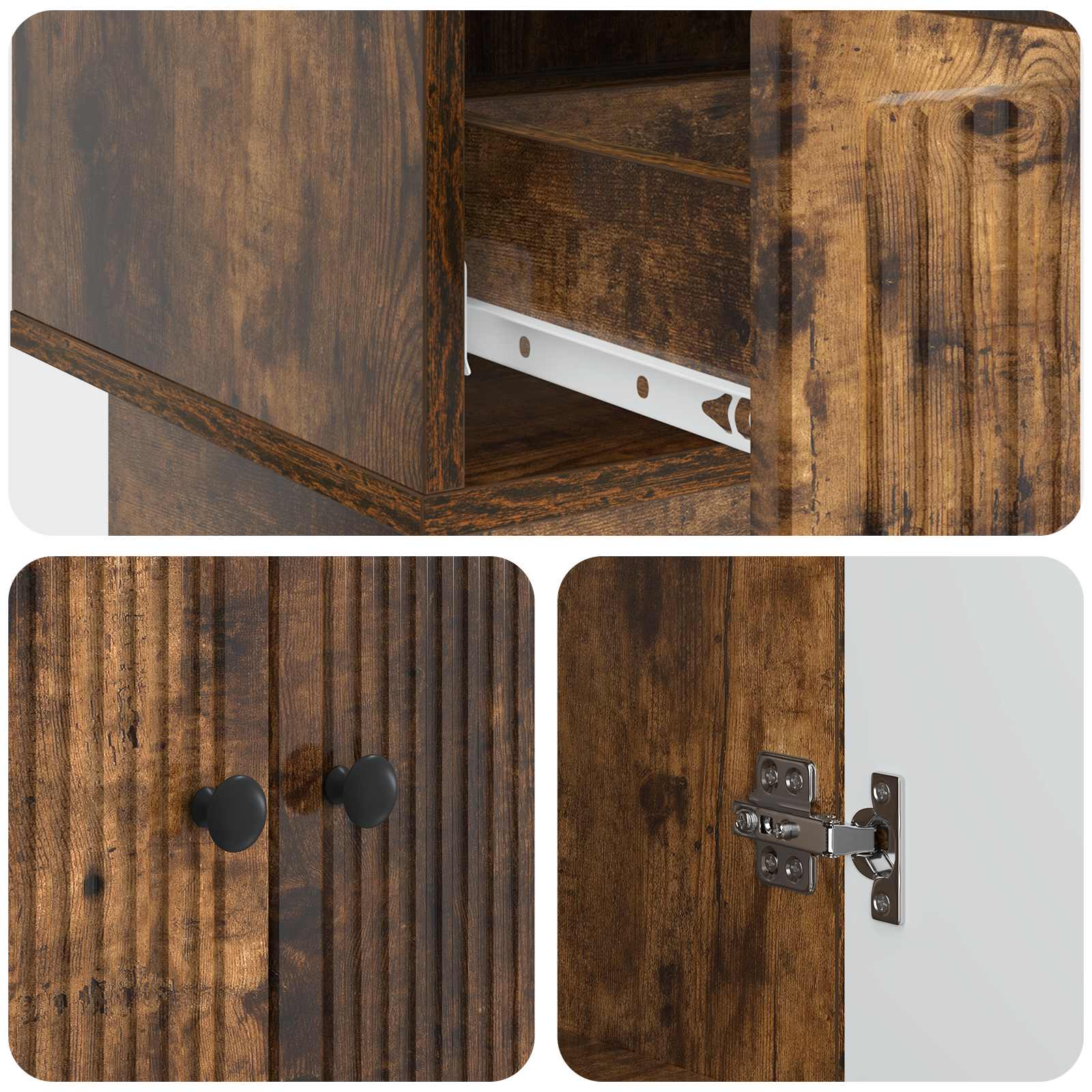 Aparador Roble Ahumado 66 x 34,5 x 95 cm Madera de ingeniería