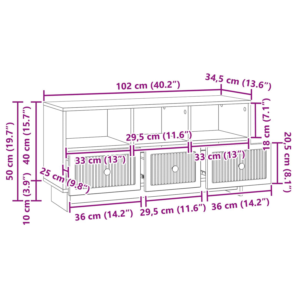 Mueble de TV Brillante 102 x 34,5 x 50 cm Madera de Ingeniería