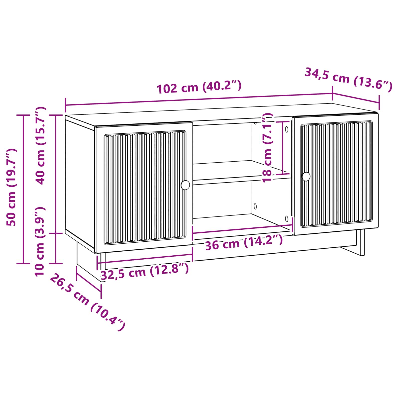Mueble de TV 102 x 34,5 x 50 cm Blanco Brillante