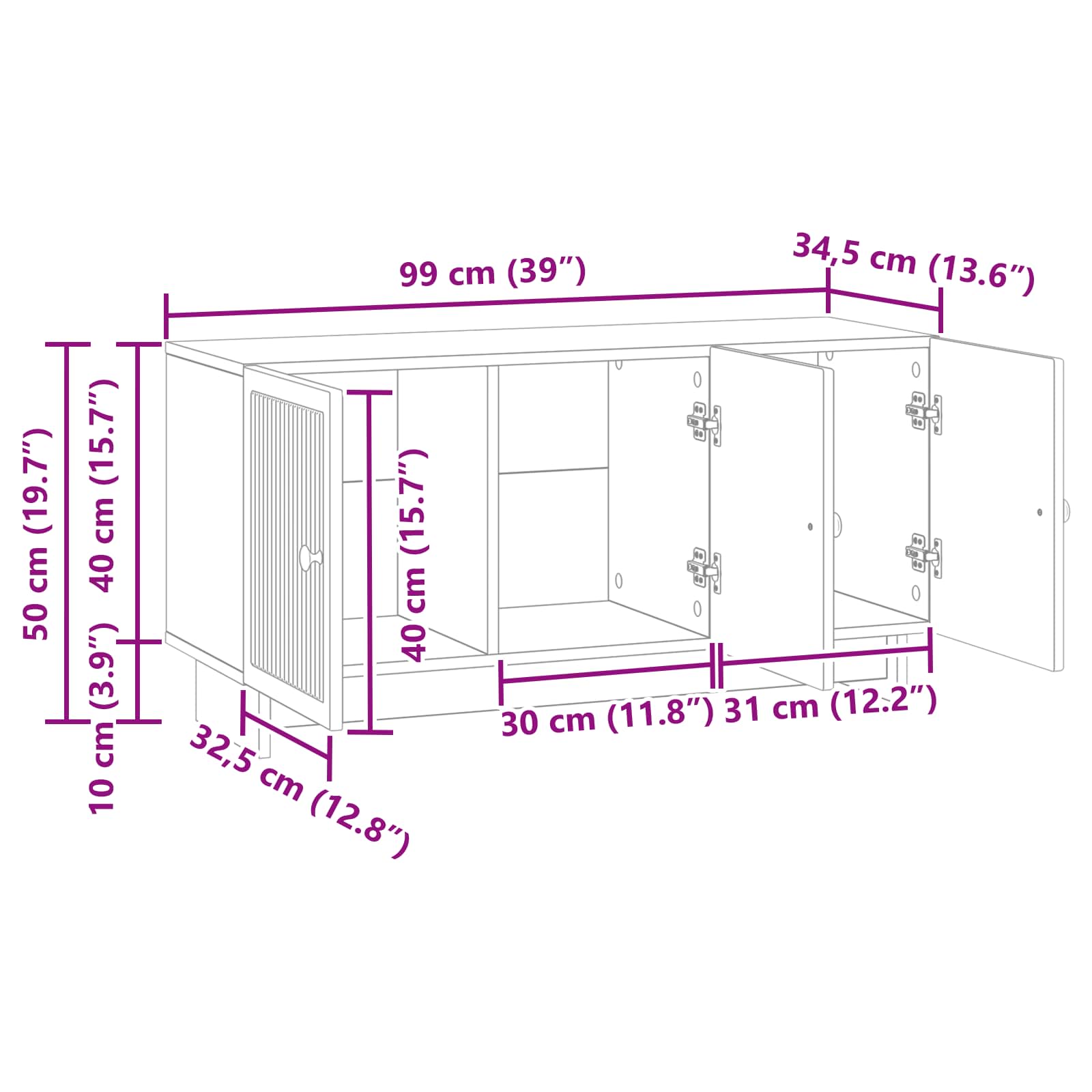 Mueble de TV Brillante 99 x 34,5 x 50 cm Madera de Ingeniería