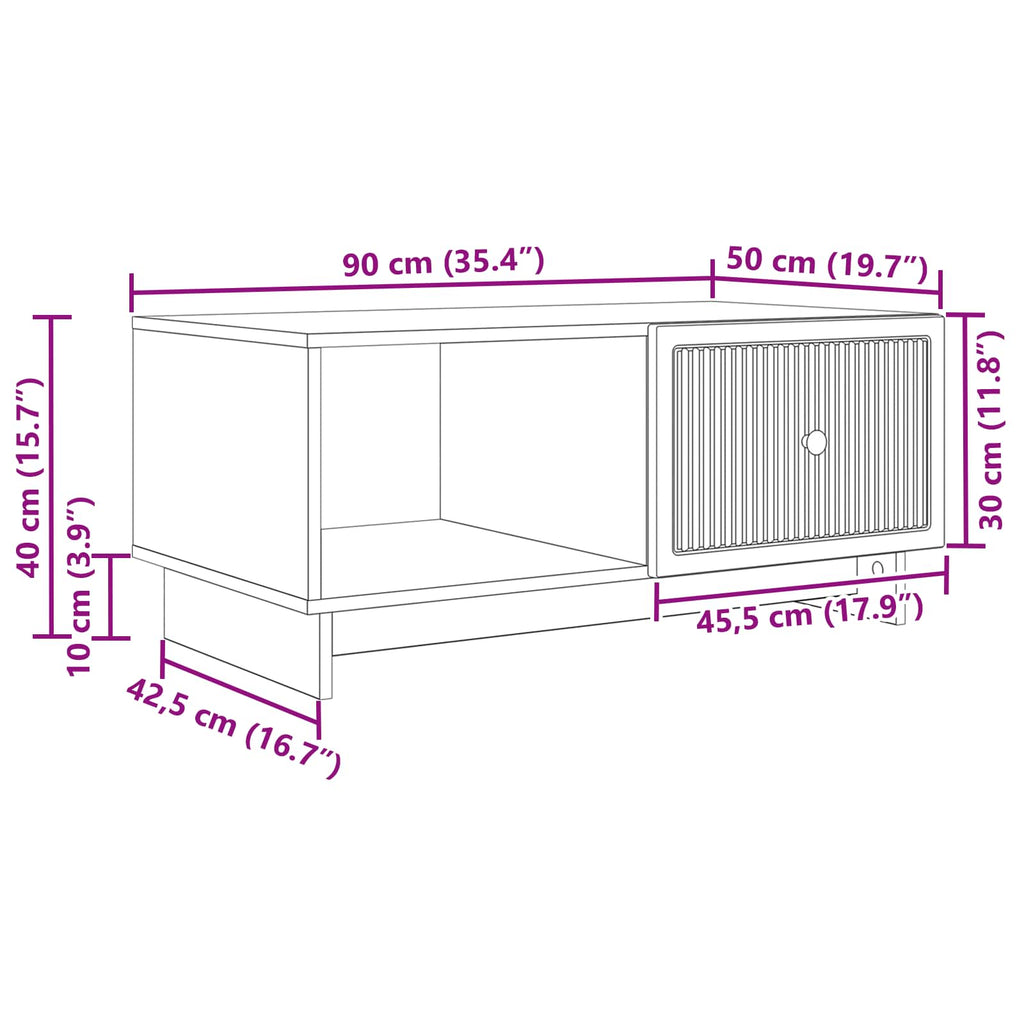 Mesa de Café Gris Sonoma 90 x 50 x 40 cm Madera de Ingeniería