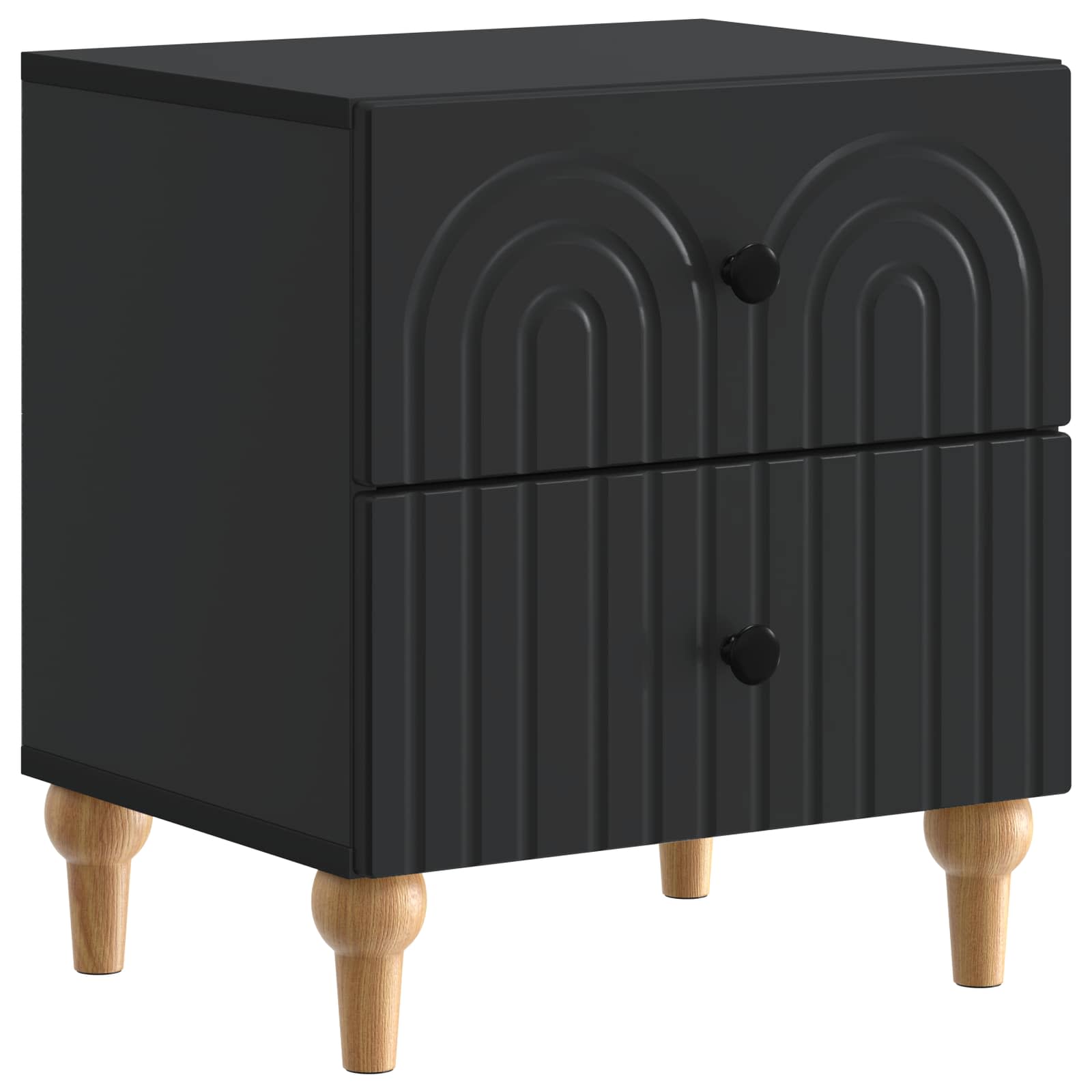 Armario de Noche Negro 40 x 33 x 46 cm Madera de mango maciza