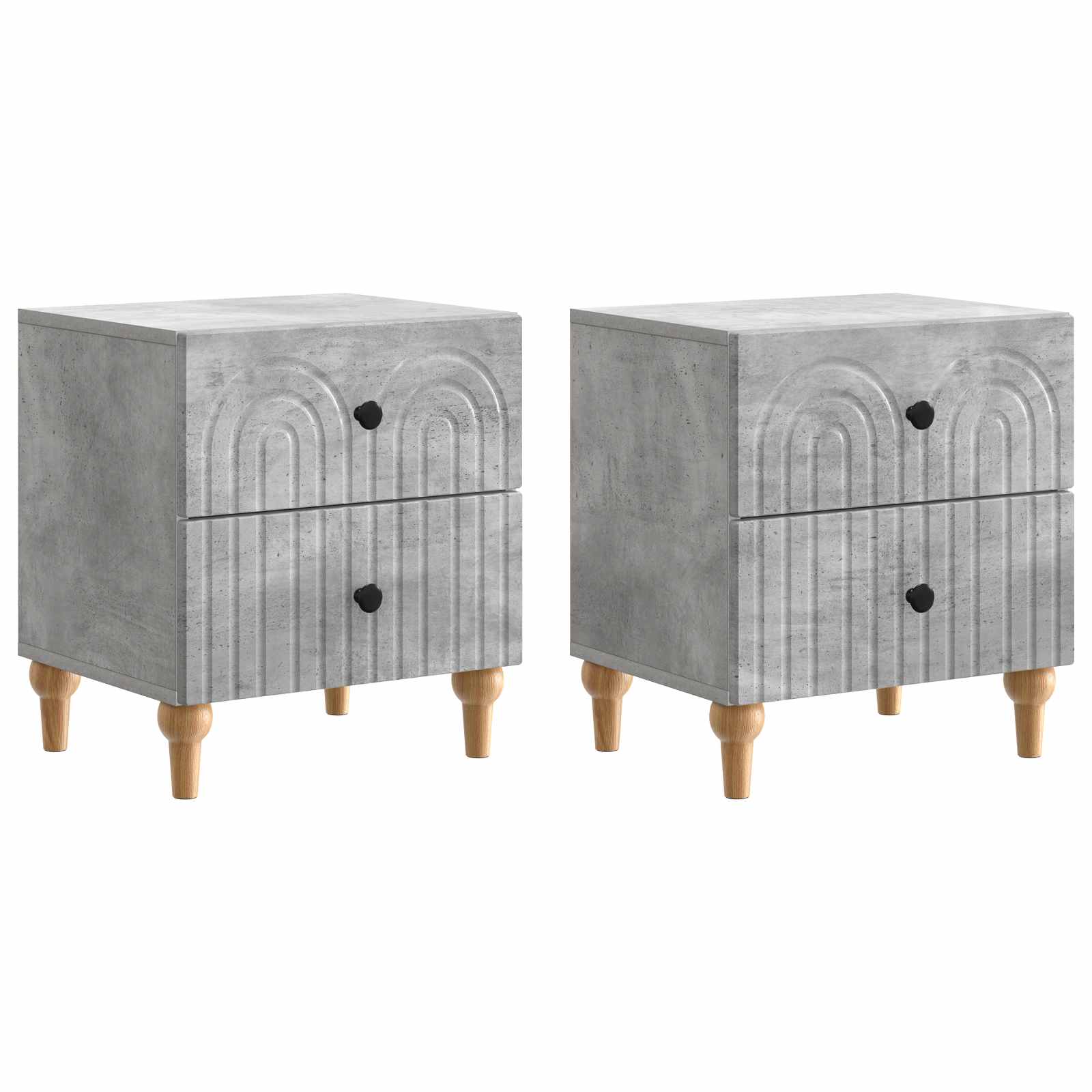 Armario de Noche 2 pcs Gris Hormigón 43 x 34,5 x 48 cm