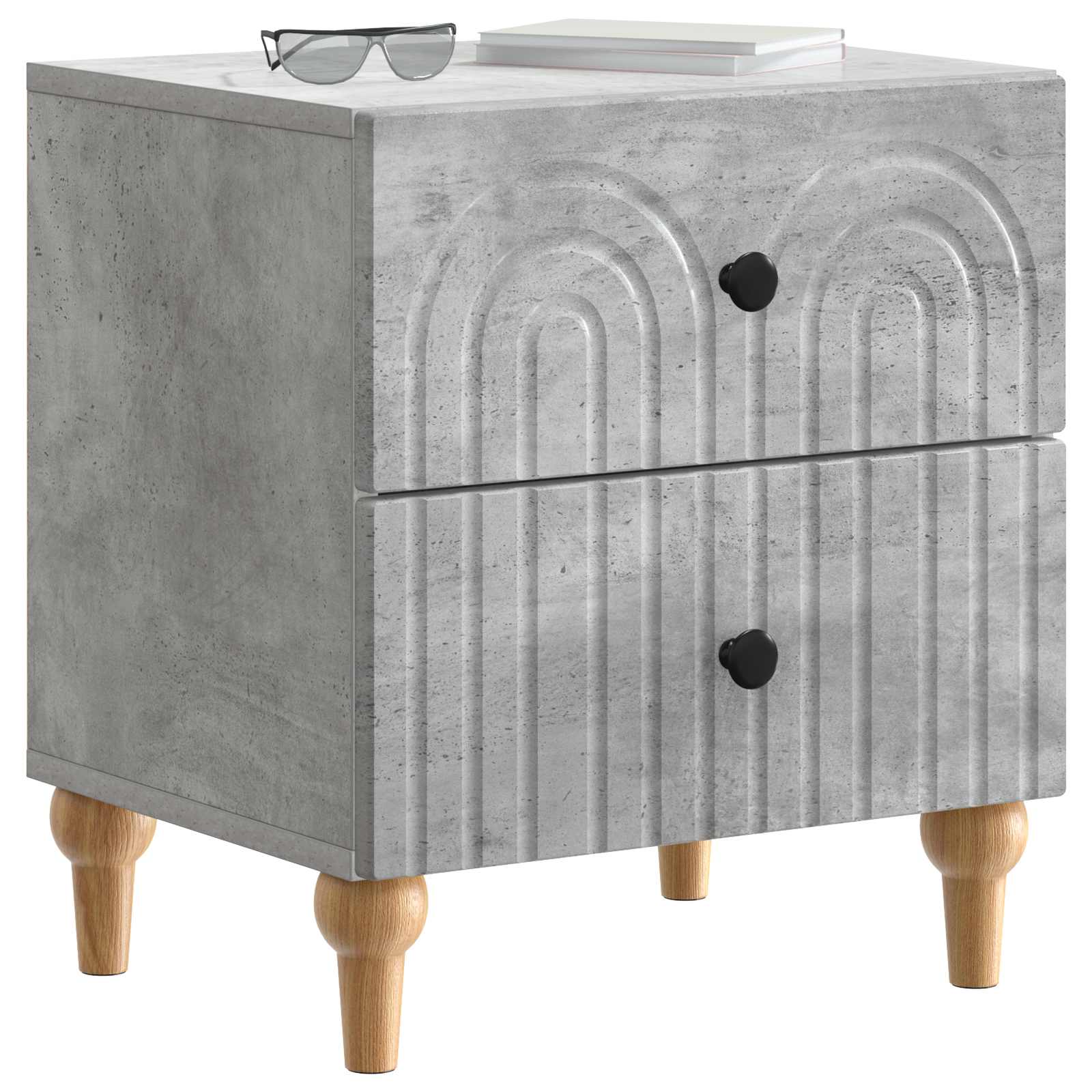 Armario de Noche 2 pcs Gris Hormigón 43 x 34,5 x 48 cm