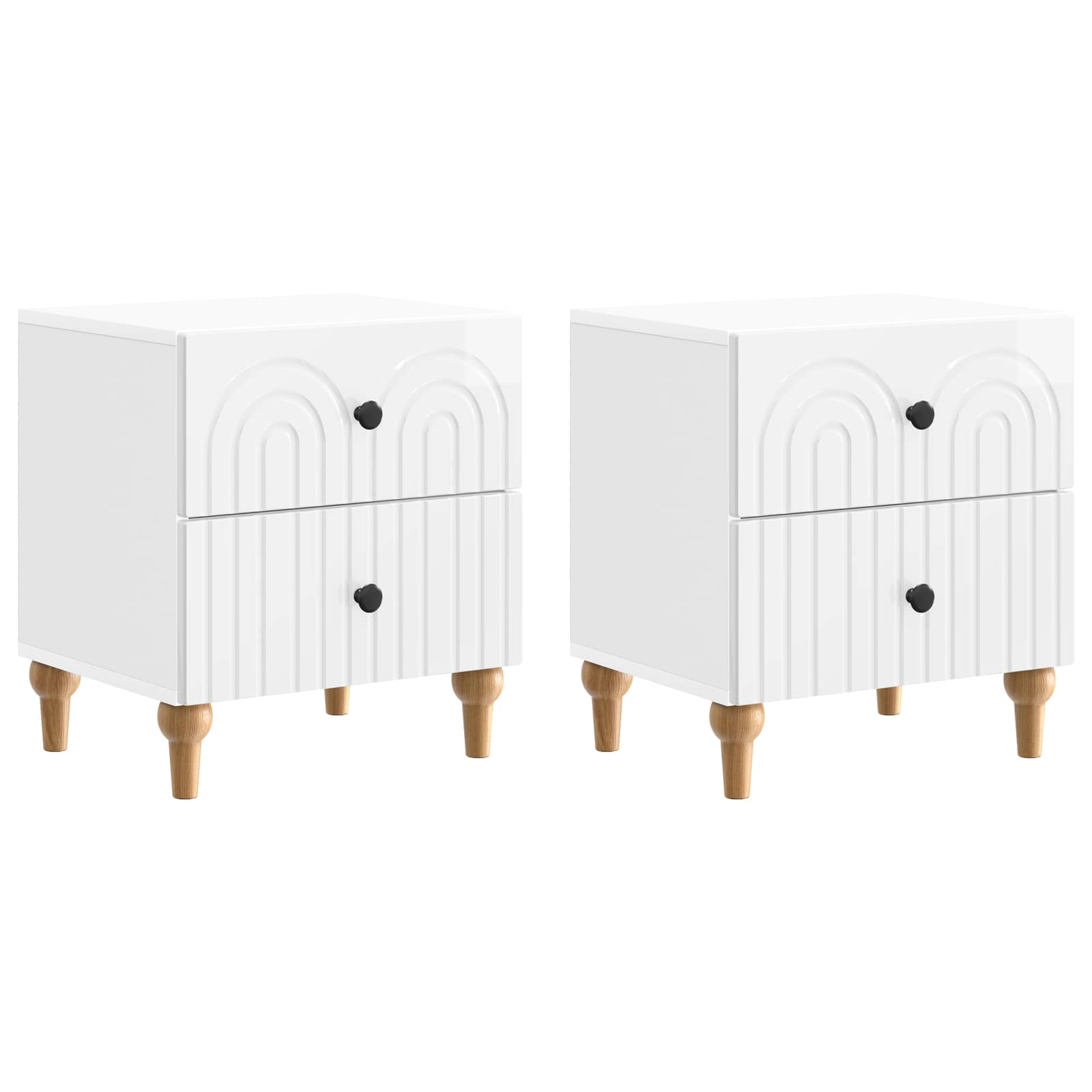 Armario de Noche con cajón 2 pcs Brillante 43 x 34,5 x 48 cm