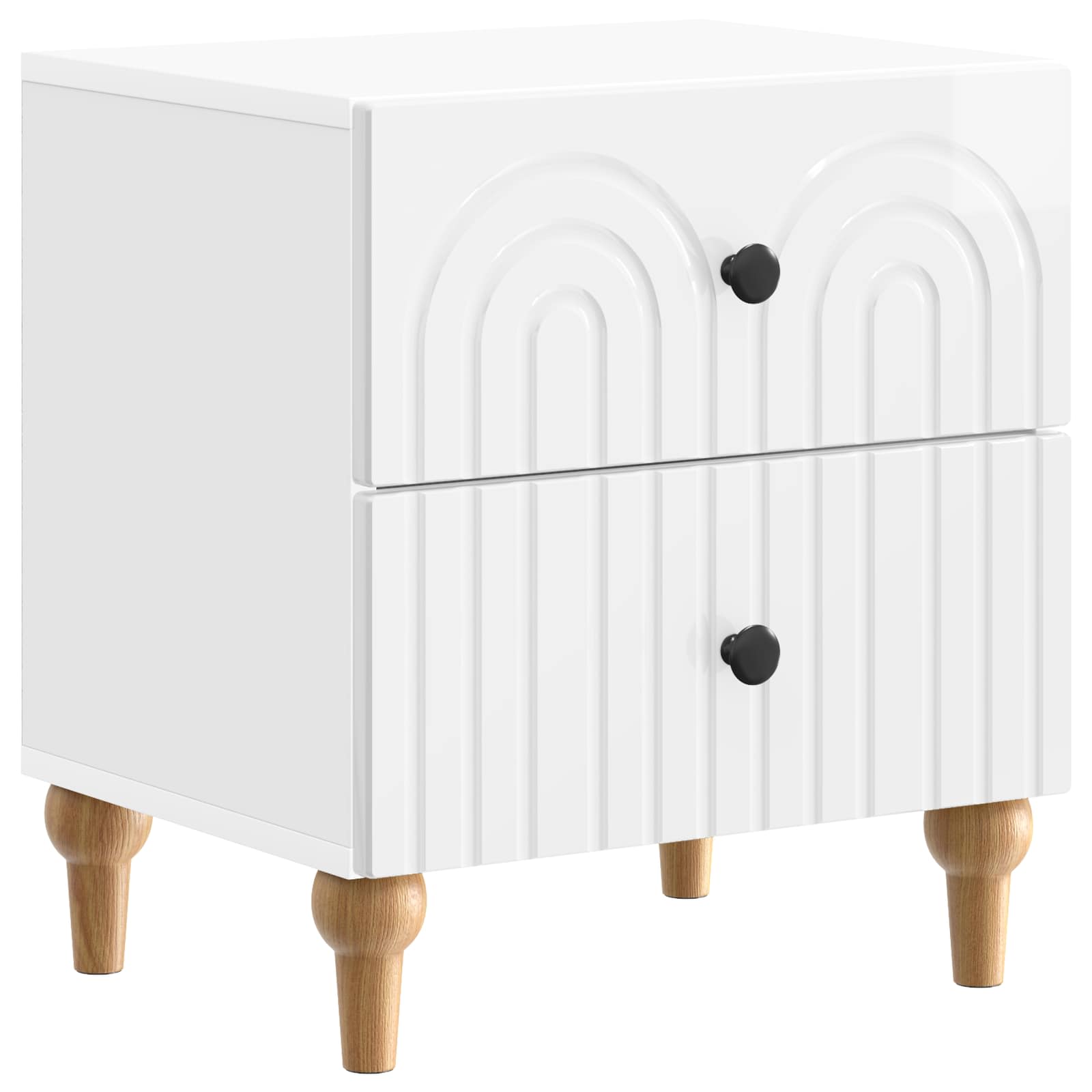 Armario de Noche con cajón 2 pcs Brillante 43 x 34,5 x 48 cm