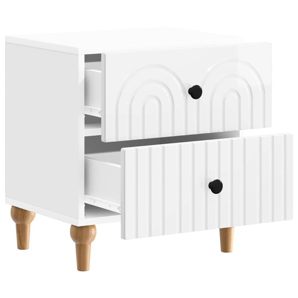 Armario de Noche con cajón 2 pcs Brillante 43 x 34,5 x 48 cm