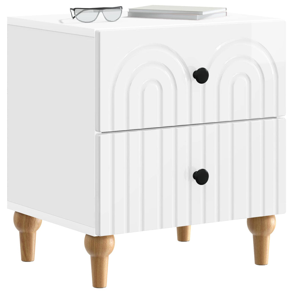 Armario de Noche con cajón 2 pcs Brillante 43 x 34,5 x 48 cm