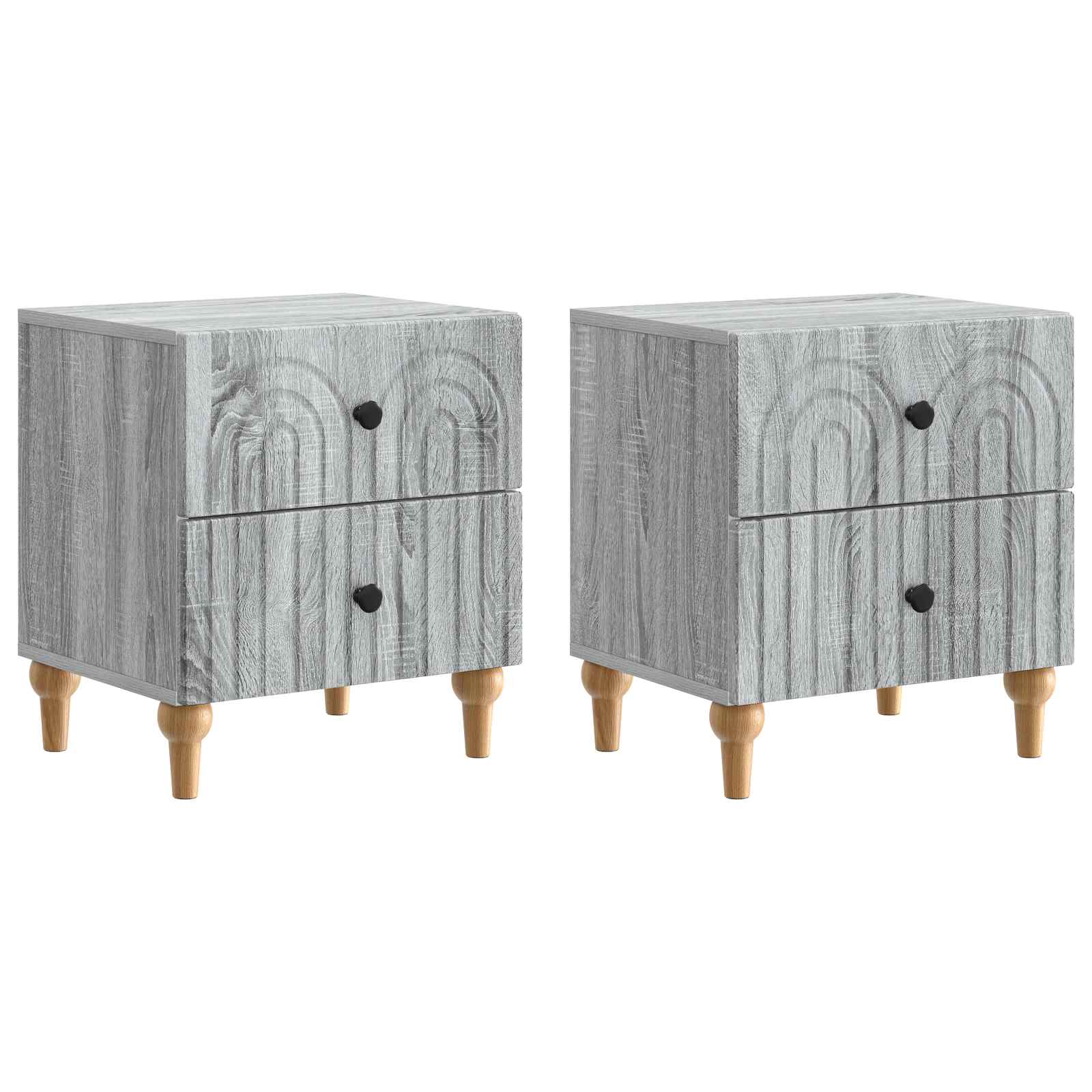 Armario de Noche con cajón 2 pcs Gris 40 x 33 x 46 cm