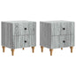 Armario de Noche con cajón 2 pcs Gris 40 x 33 x 46 cm