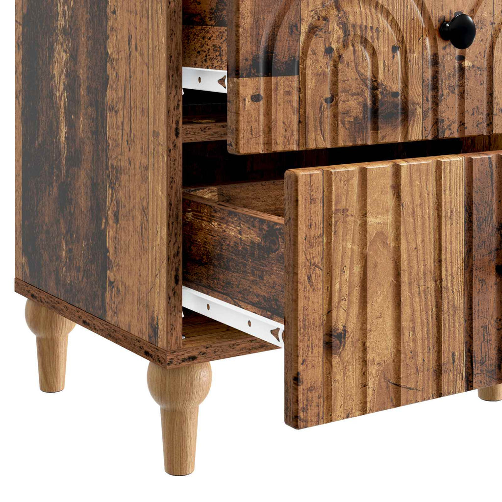 Armario de Noche 2 pcs Madera envejecida 43 x 34,5 x 48 cm