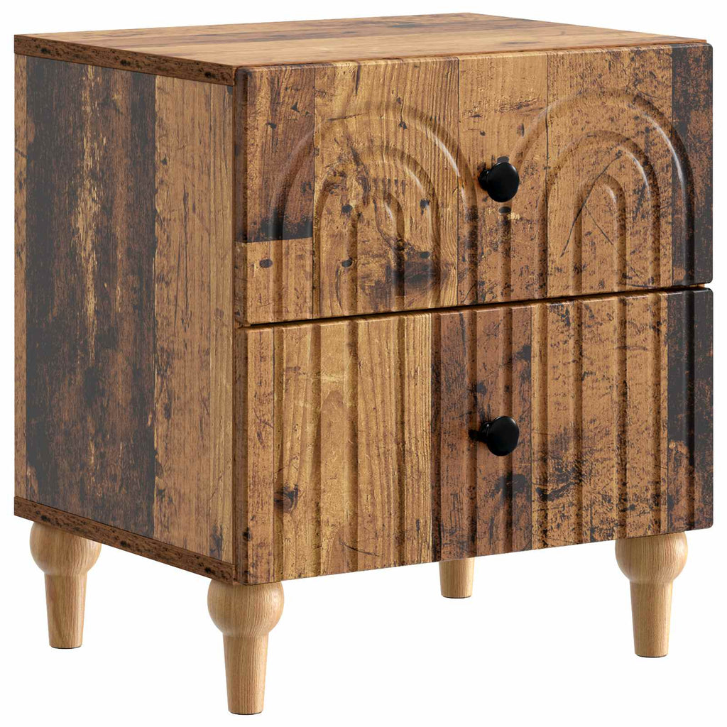Armario de Noche 2 pcs Madera envejecida 43 x 34,5 x 48 cm