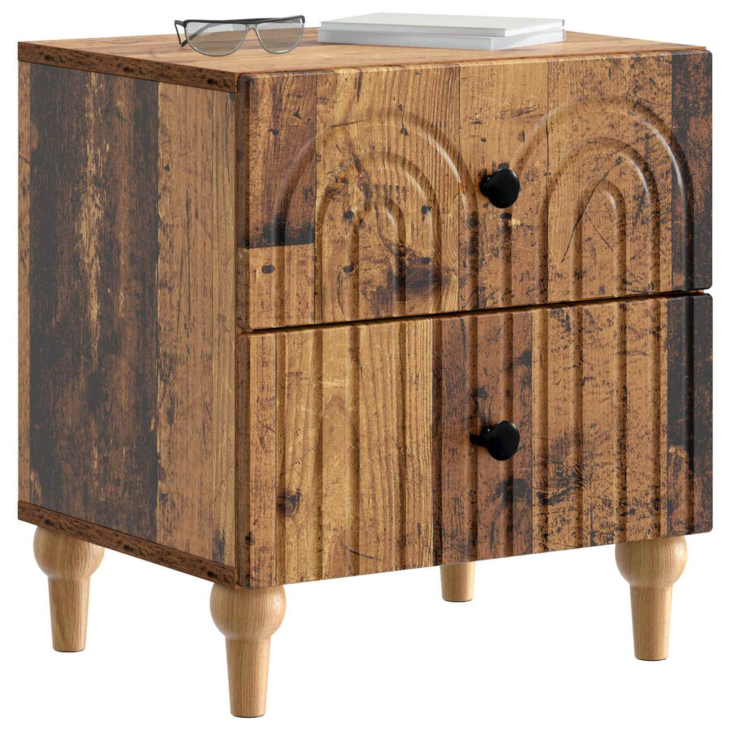 Armario de Noche 2 pcs Madera envejecida 43 x 34,5 x 48 cm
