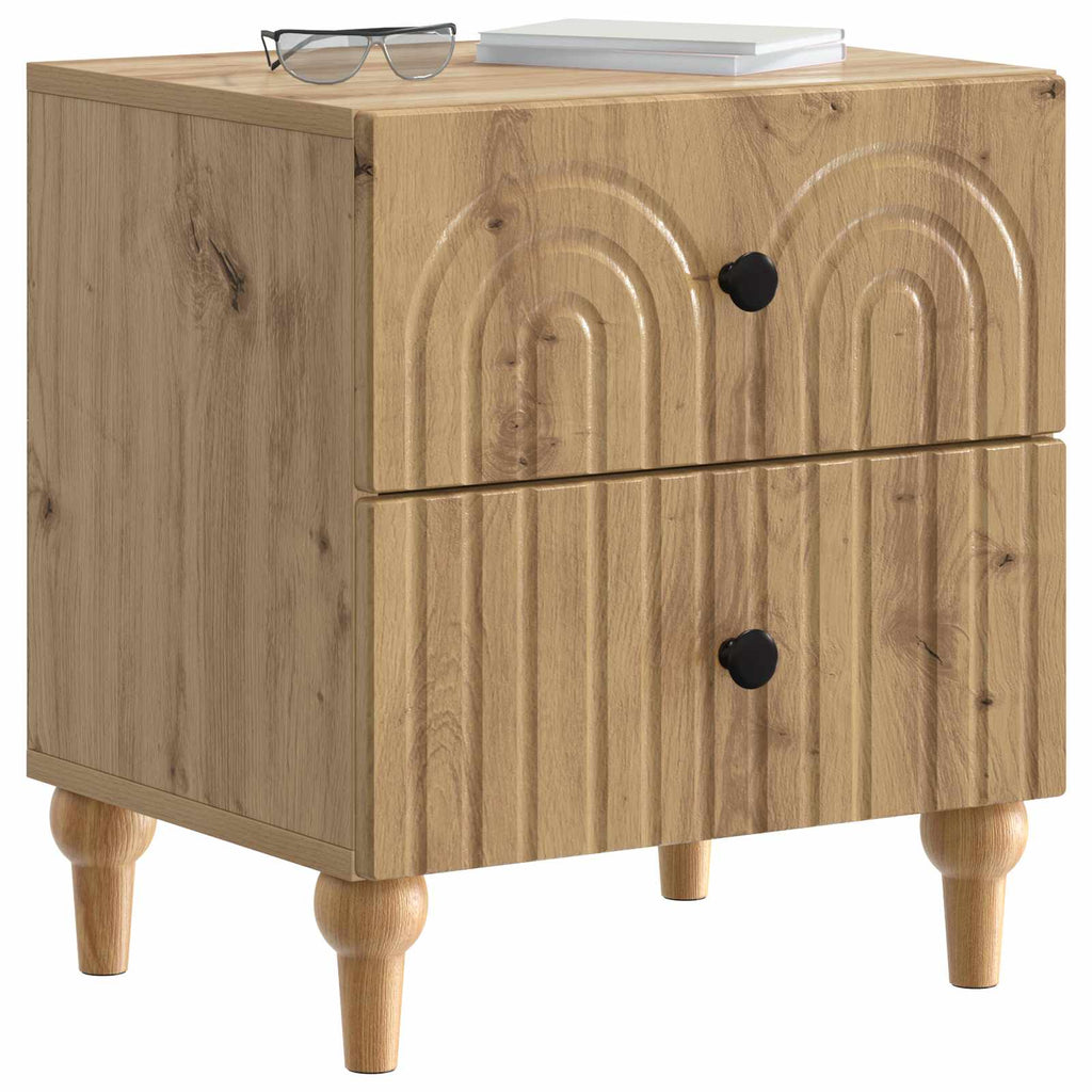 Armario de Noche 2 pcs Roble Artesanal 43 x 34,5 x 48 cm
