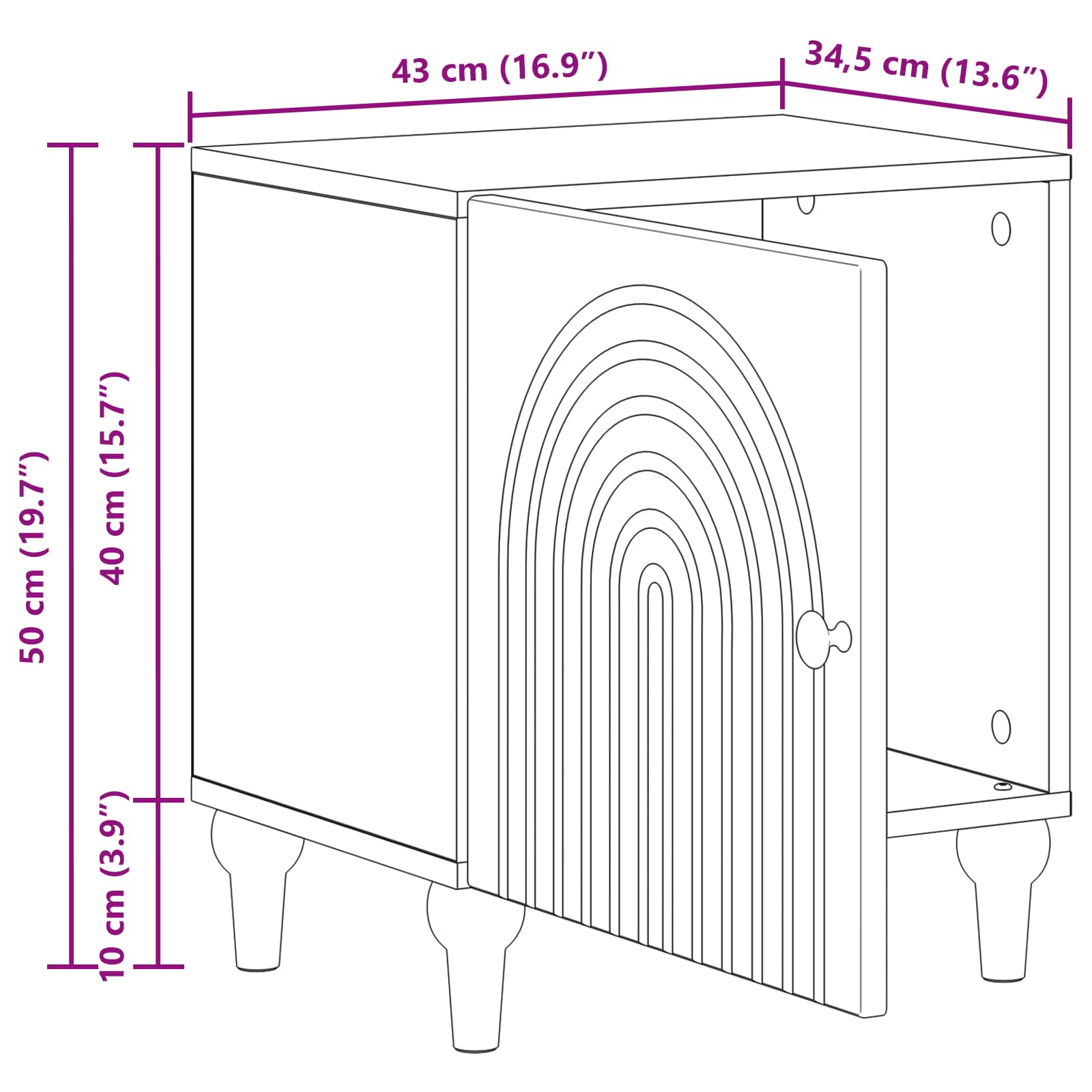 Armario de Noche 2 pcs 43 x 34,5 x 50 cm Madera de Ingeniería