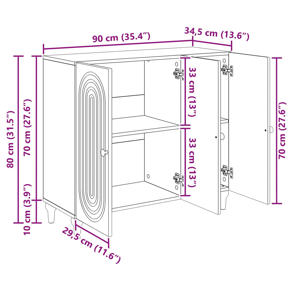 Aparador Brillante 89 x 34,5 x 80 cm Madera de Ingeniería