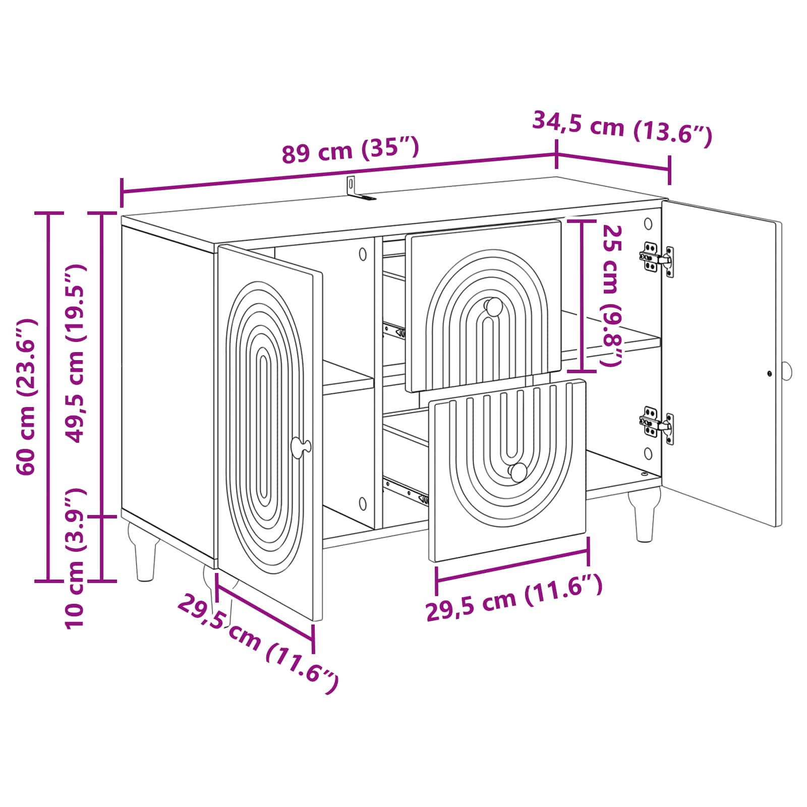 Mueble de TV Brillante 89 x 34,5 x 60 cm Madera de Ingeniería
