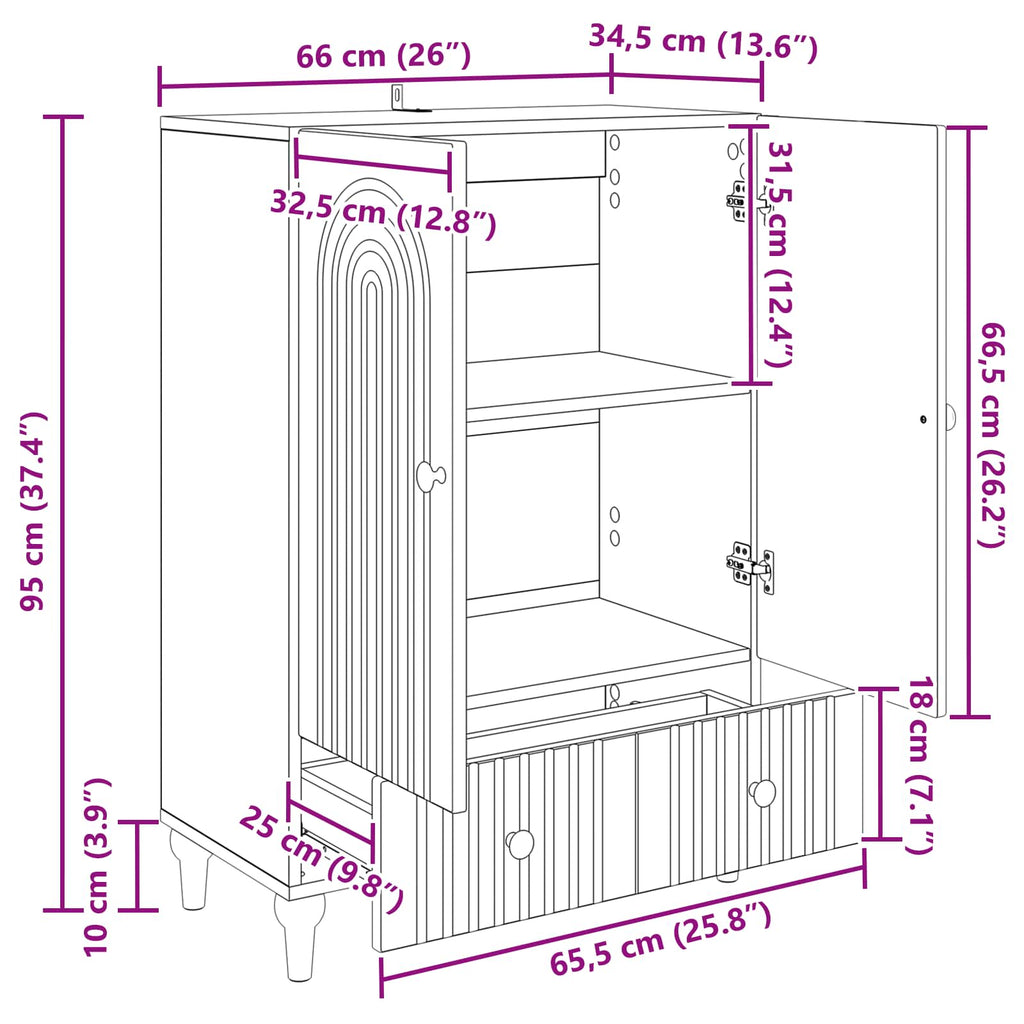 Aparador Brillante 66 x 34,5 x 95 cm Madera de Ingeniería