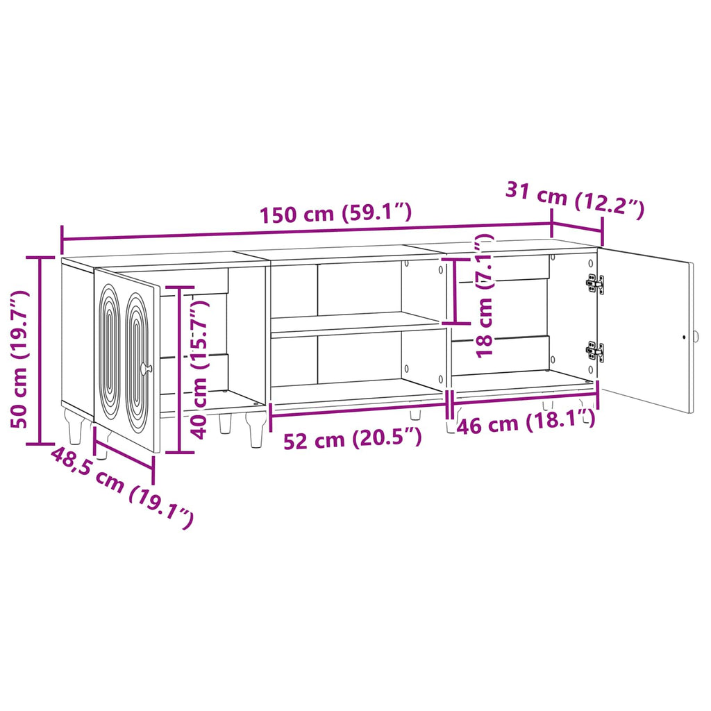 Mueble de TV Brillante 150 x 31 x 50 cm Madera de Ingeniería