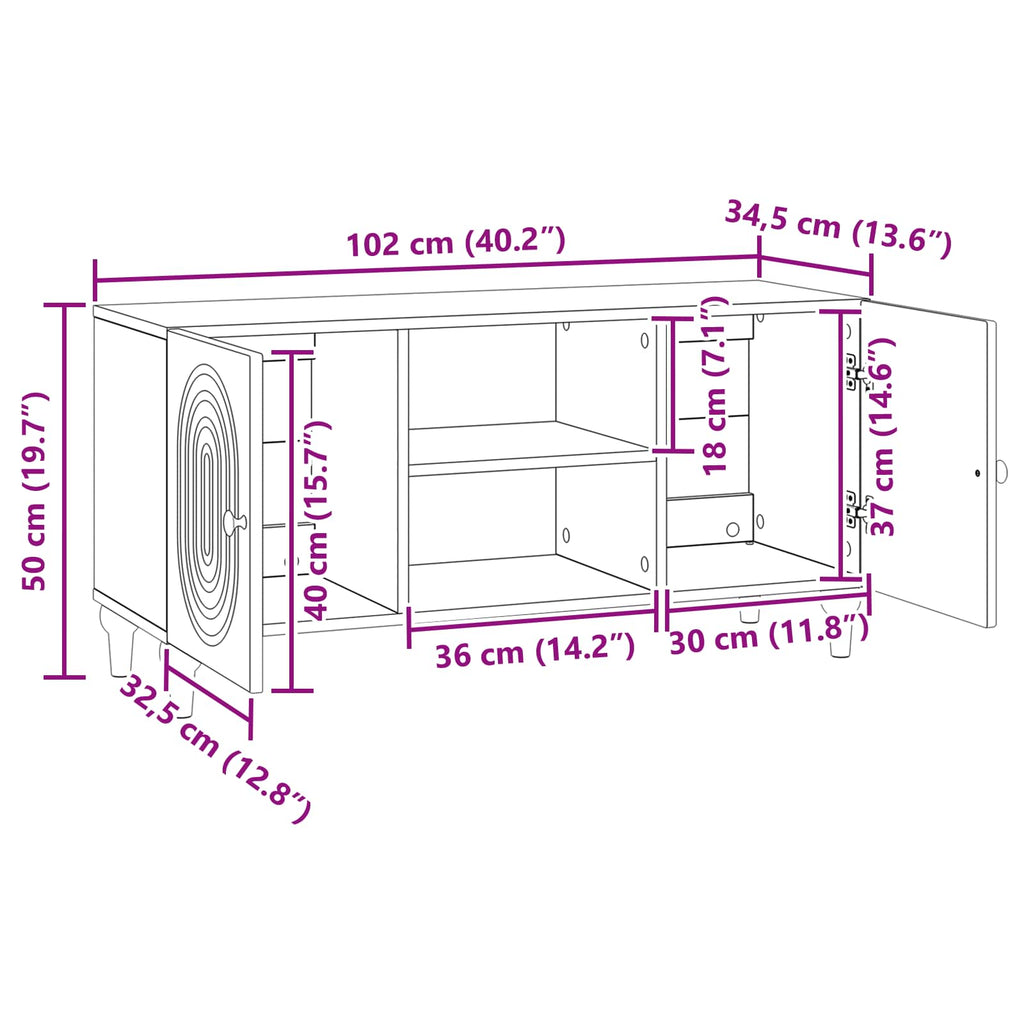 Mueble de TV Brillante 102 x 34,5 x 50 cm Madera de Ingeniería