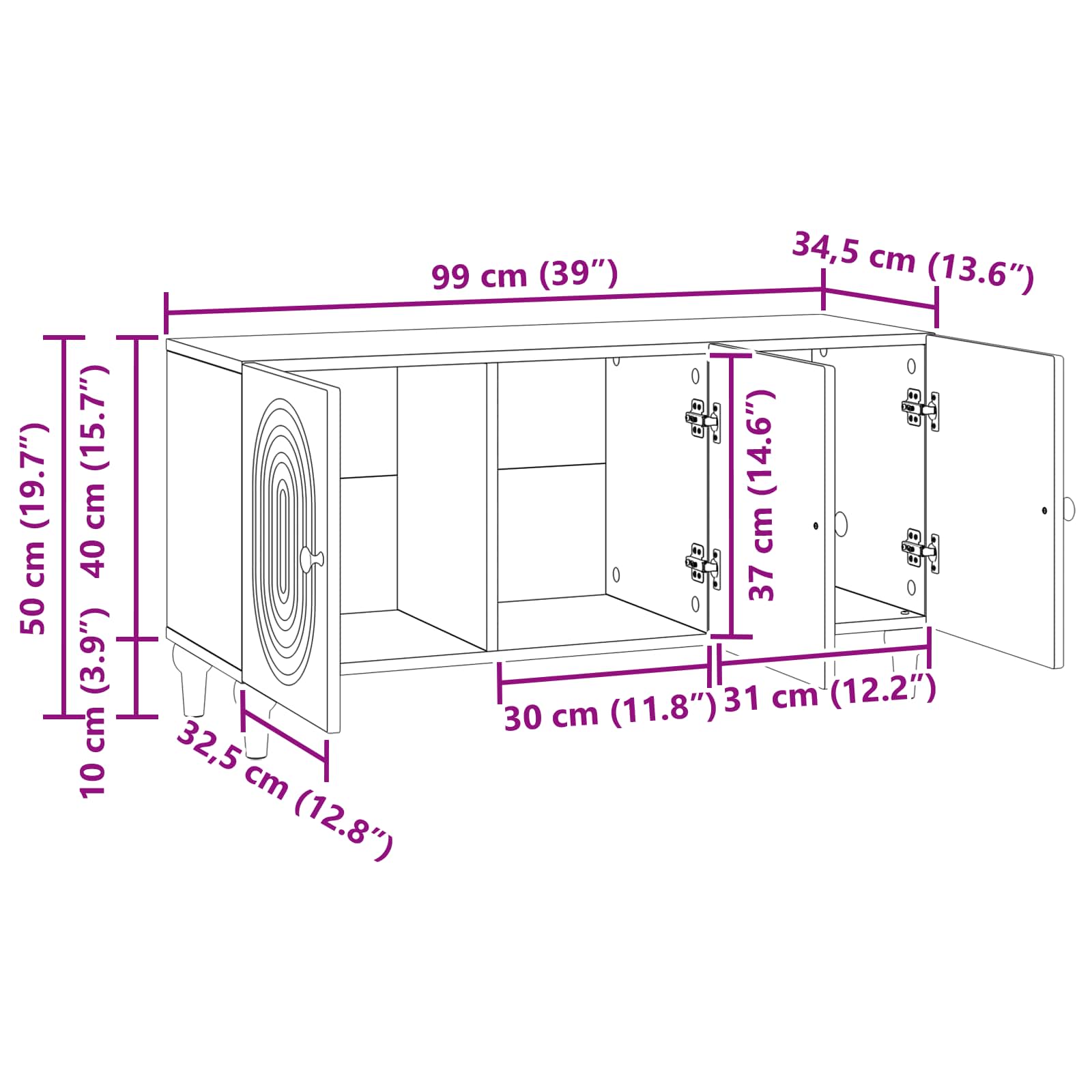 Mueble de TV Brillante 99 x 34,5 x 50 cm Madera de Ingeniería