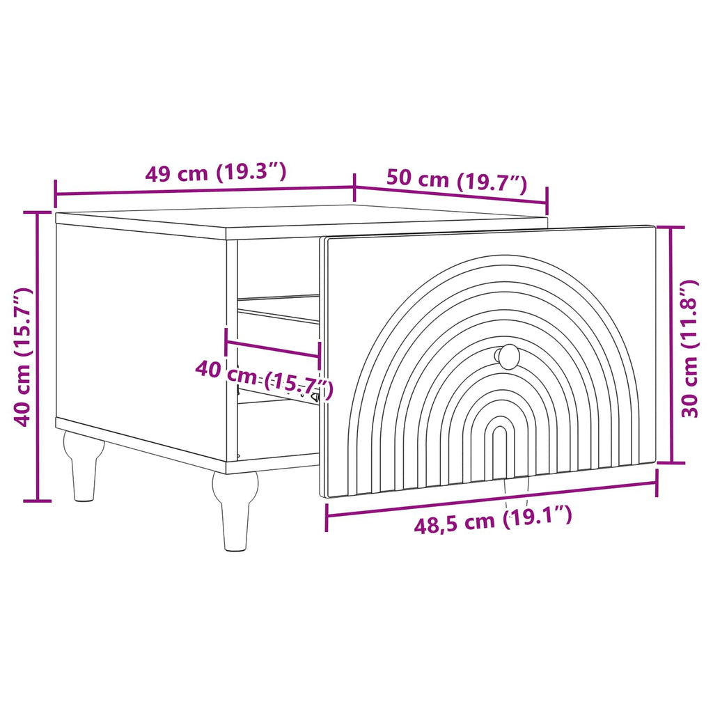 Mesa de Café Brillante 49 x 50 x 40 cm Madera de Ingeniería