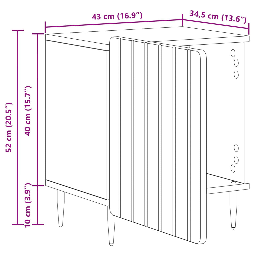 Armario de Noche 2 pcs 43 x 34,5 x 52 cm Madera de Ingeniería