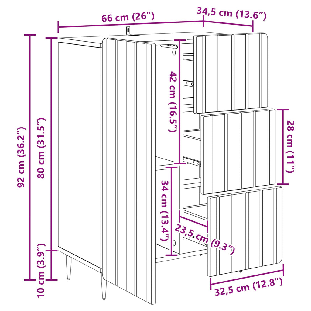 Aparador Brillante 66 x 34,5 x 91,5 cm Madera de Ingeniería