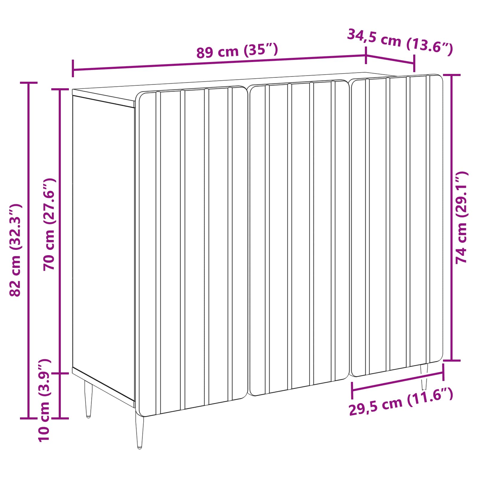 Aparador Negro 89 x 34,5 x 82 cm Madera de Ingeniería