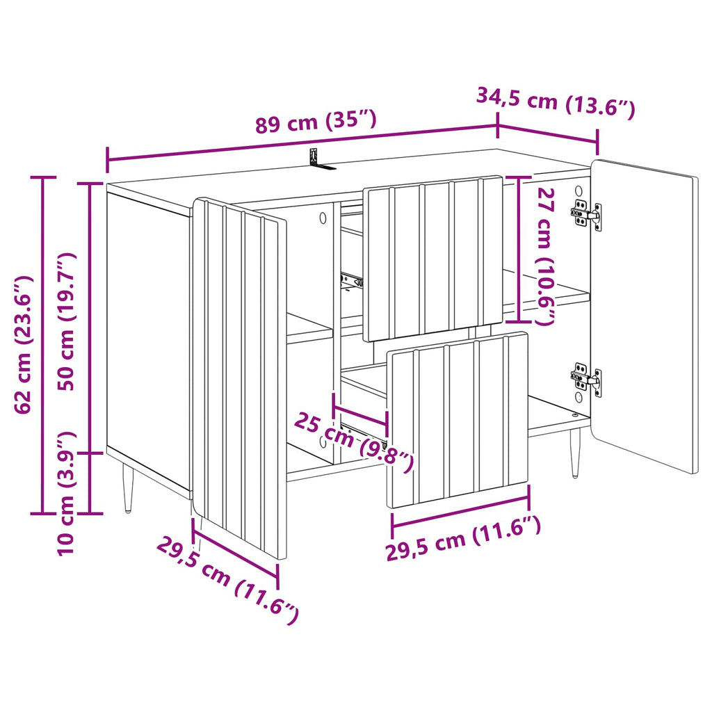 Aparador Brillante 89 x 34,5 x 62 cm Madera de Ingeniería