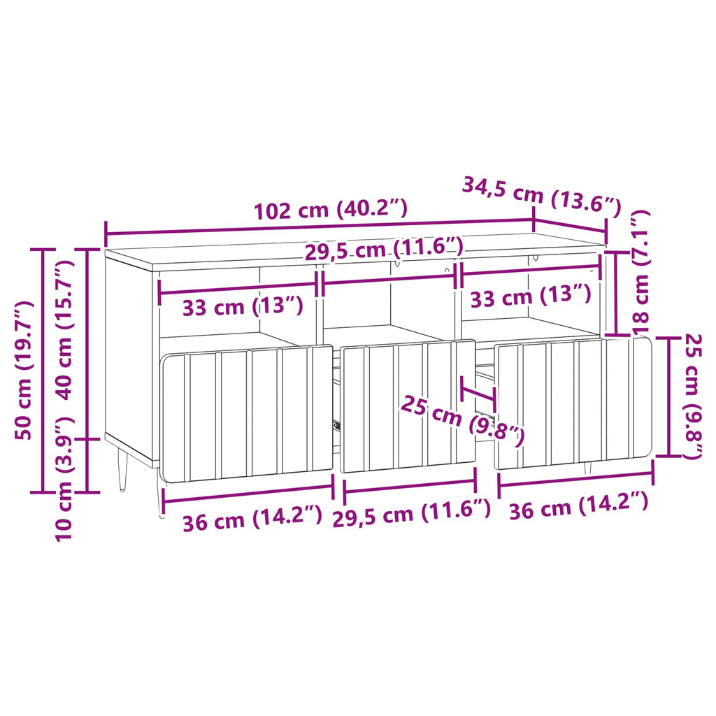Mueble de TV Brillante 102 x 34,5 x 50 cm Madera de Ingeniería