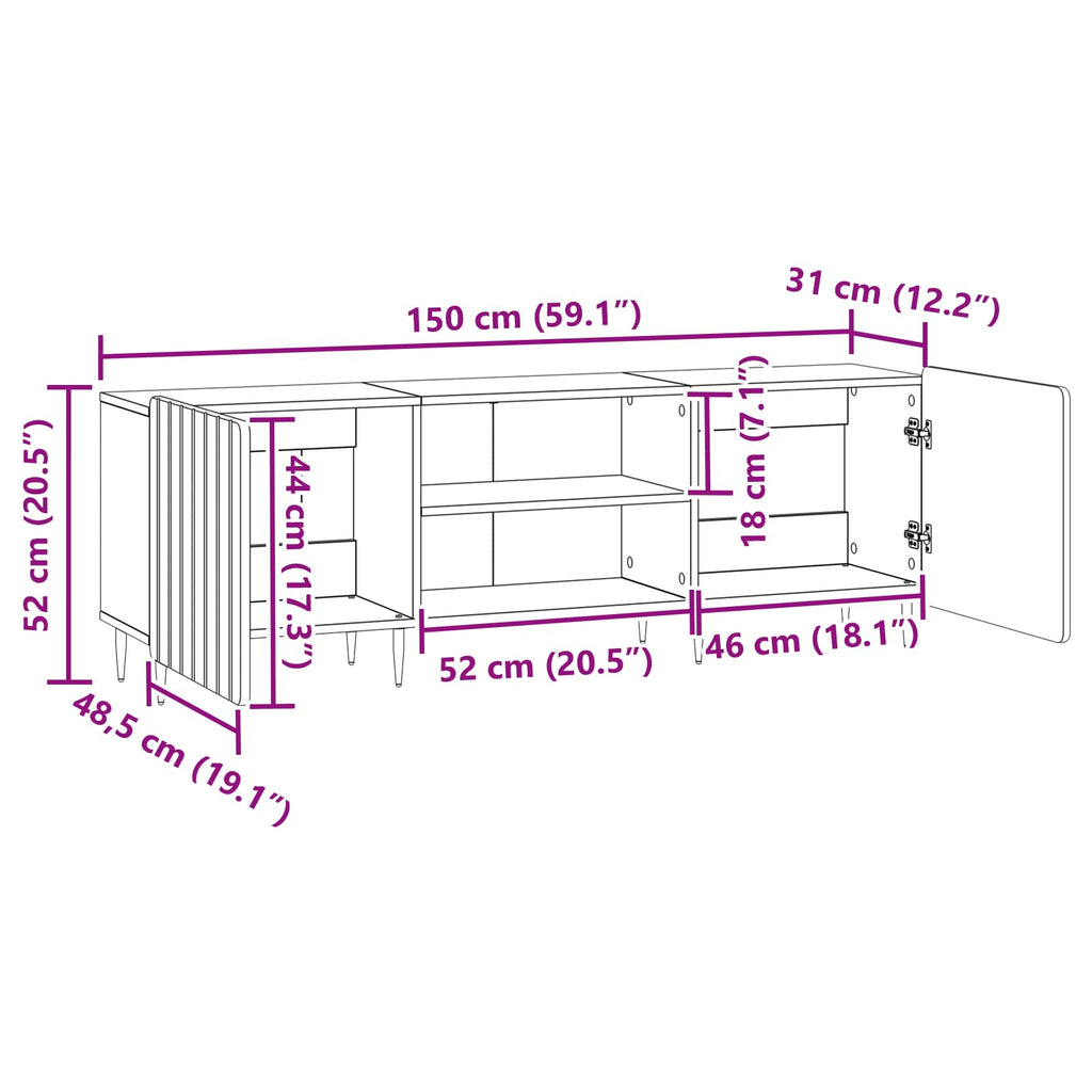 Mueble de TV Roble Sonoma 150 x 31 x 52 cm Madera de Ingeniería